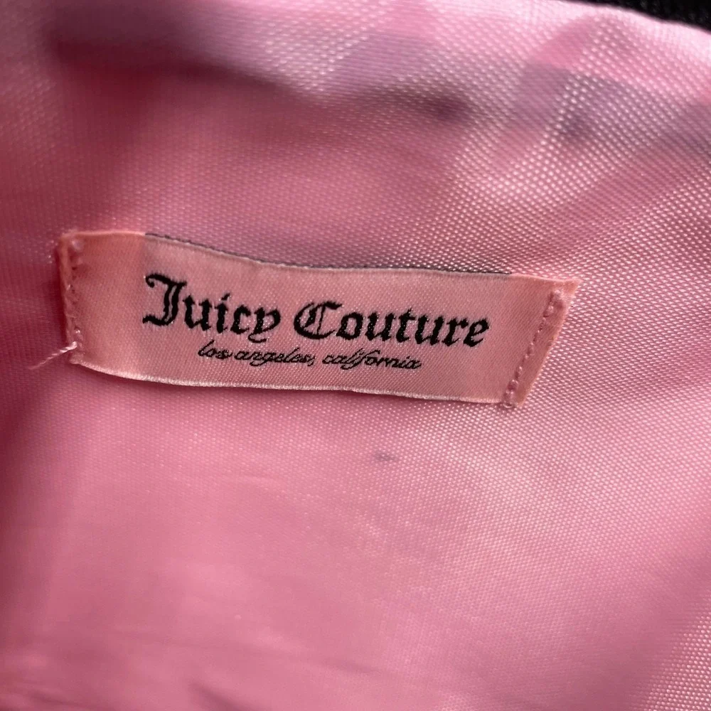 Juicy Couture Velour Makeup Bag Y2K Embossed Monogram Cosmetic Pouch Black Gold